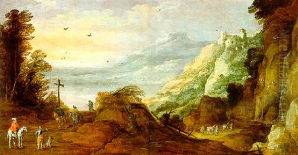 Gebirge Mit Wasserfall Und See Im Tal Oil Painting by Joos de Momper the Younger