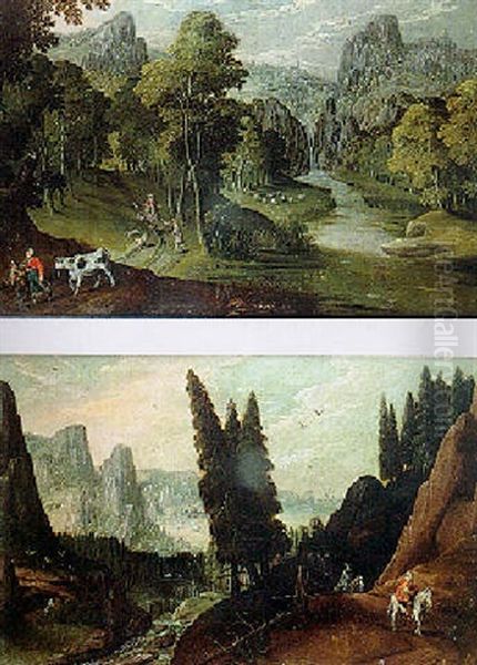 Paysage Aux Cavaliers Oil Painting by Joos de Momper the Younger