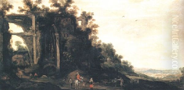 Bergslandskap Med Ryttare by Joos de Momper the Younger