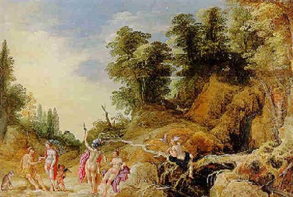 Gebirgslandschaft Mit Dem Urteil Des Paris Oil Painting by Joos de Momper the Younger