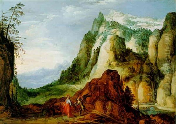 The Temptation Of Christ In The Wilderness Oil Painting by Joos de Momper the Younger