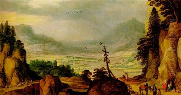 Paysage Montagneux Et Paysans Oil Painting by Joos de Momper the Younger