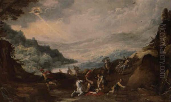 La Conversion De Saint Paul Sur Le Chemin De Damas Oil Painting by Joos de Momper the Younger