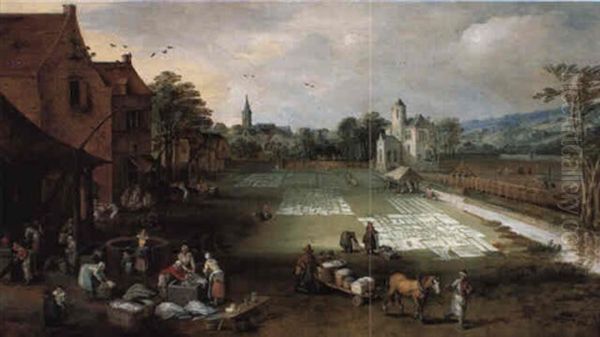 A Bleaching Ground Oil Painting by Joos de Momper the Younger