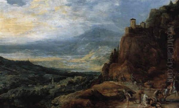 Gebirgslandschaft Mit Der Bekehrung Pauli Oil Painting by Joos de Momper the Younger