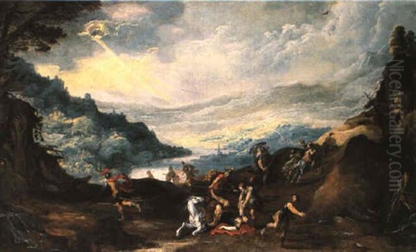 Weite Gebirgslandschaft Mit Der Bekehrung Des Paulus Oil Painting by Joos de Momper the Younger