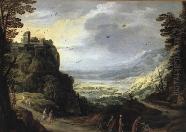 Le Christ Guerissant L'aveugle Dans Un Paysage Montagneux Oil Painting by Joos de Momper the Younger