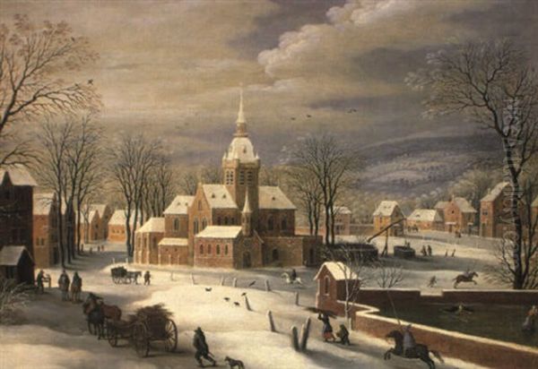 Dorf Mit Kirchplatz Im Winter by Joos de Momper the Younger