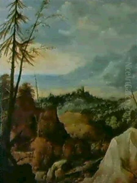 Paysage Fantastique Aux Pins Et Aux Collines Oil Painting by Joos de Momper the Younger