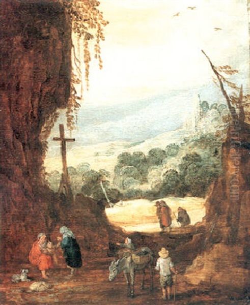 Gebirgslandschaft Mit Reisenden Oil Painting by Joos de Momper the Younger