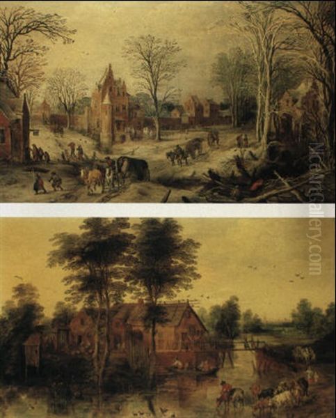 Winter & Summer Oil Painting by Joos de Momper the Younger