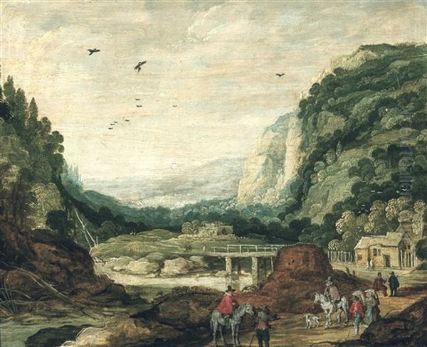 Paysage Rocheux Anime Oil Painting by Philips de Momper the Younger