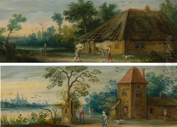 Zwei Landschaften Mit Figurenstaffage Oil Painting by Frans de Momper