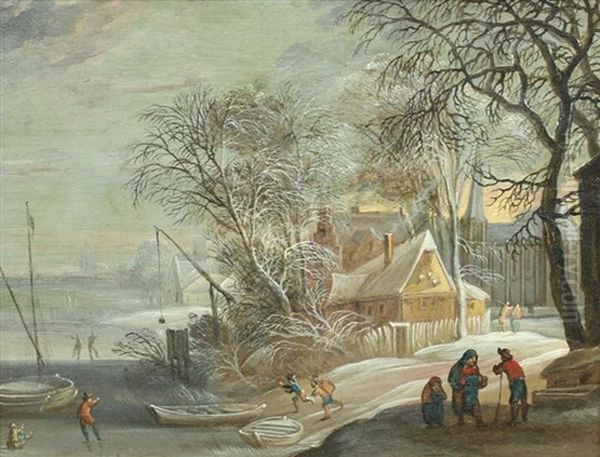 Paysage D'hiver Anime Oil Painting by Frans de Momper