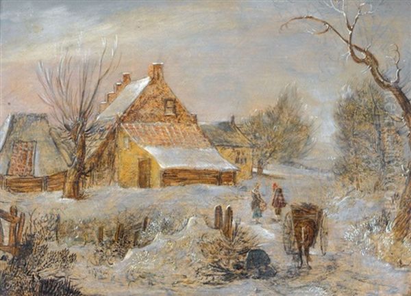 Winterlandschaft Mit Bauernhaus Oil Painting by Frans de Momper