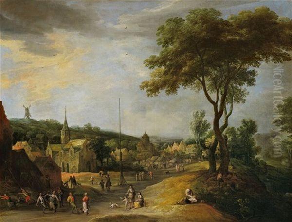 Grosse Landschaft Mit Kirmes Oil Painting by Frans de Momper