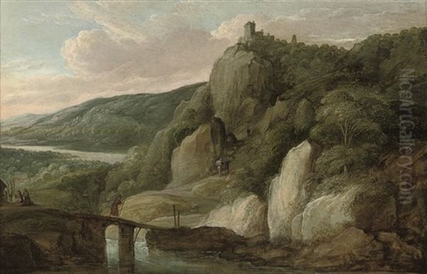 An Extensive River Landscape With Figures Oil Painting by Frans de Momper