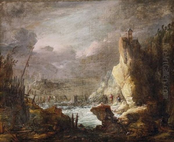 Felsiges Ufer Mit Fischern Oil Painting by Frans de Momper