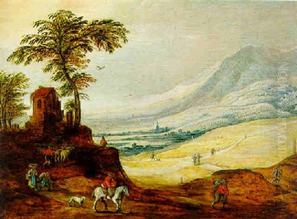 Reiter Mit Hund In Einer Weiten Landschaft Oil Painting by Frans de Momper