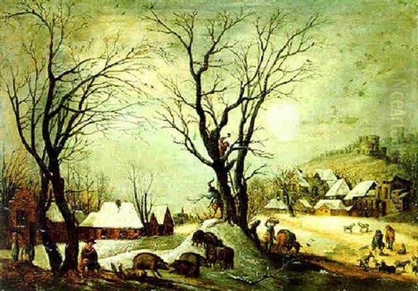 Flandrische Winterlandschaft Oil Painting by Frans de Momper