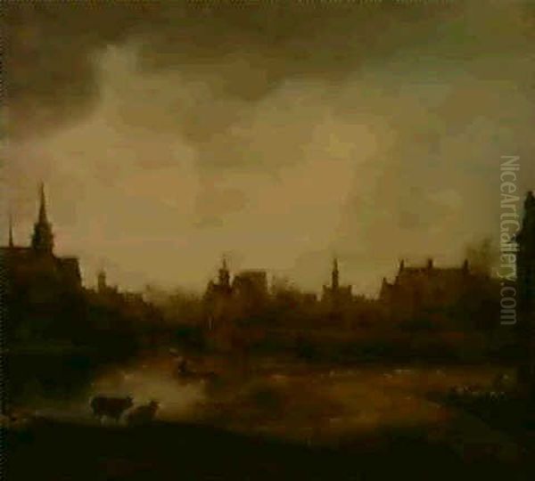 Vue De Nimegue Avec Un Pecheur Oil Painting by Frans de Momper