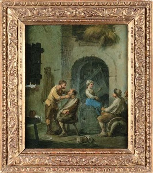 Interno Di Barbiere Oil Painting by Paolo Monaldi