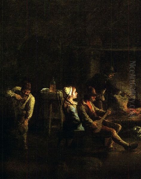 Scene D'interieur De Taverne Oil Painting by Paolo Monaldi