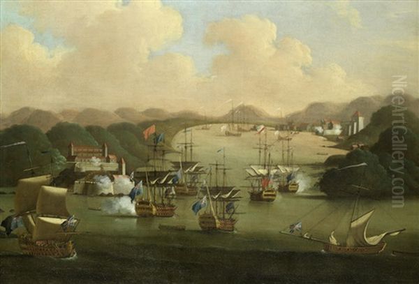 The Capture Of Porto Bello, 21st November 1739 Oil Painting by Peter Monamy