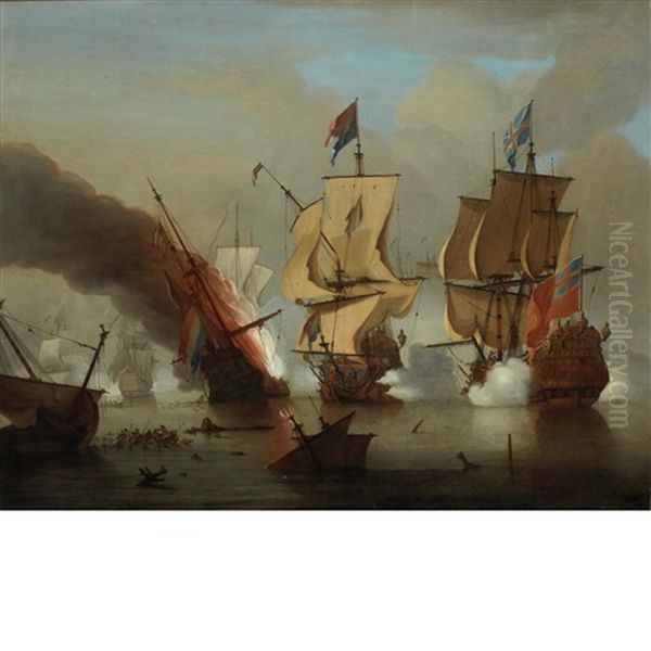 The Battle Of Texel Oil Painting by Peter Monamy