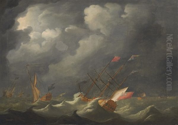 The Royal Yacht "carolina" With King George I On Board, Returning To England Oil Painting by Peter Monamy