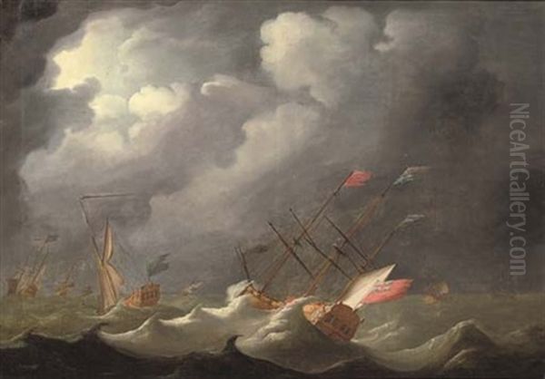 The Royal Yacht "carolina", With King George I On Board, Returning To England In 1726 Oil Painting by Peter Monamy