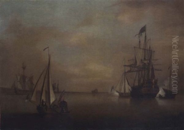 The Arrival Of The Flagship Oil Painting by Peter Monamy