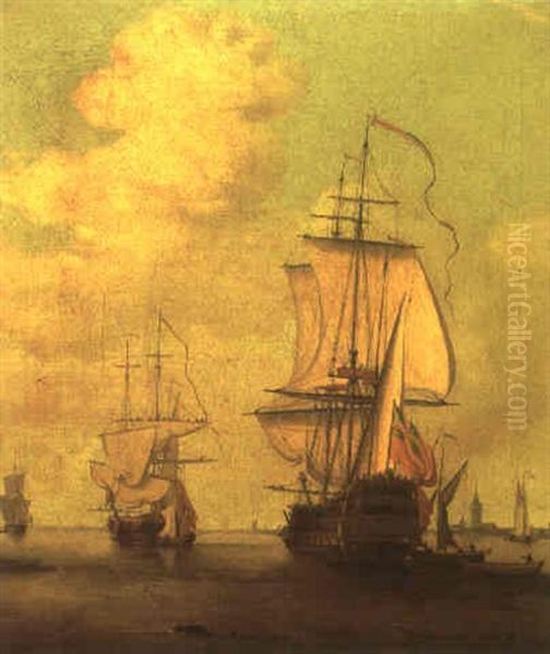 Squadron Of The Red Preparing To Put To Sea Oil Painting by Peter Monamy