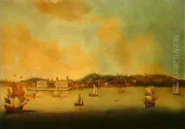 A Prospect Of Greenwich From The North Bank Of The Thames,  With Shipping In The Fore- Ground Oil Painting by Peter Monamy