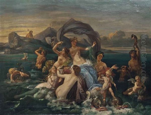 The Triumph Of Galatea Oil Painting by Jean-Jacques-Francois Monanteuil