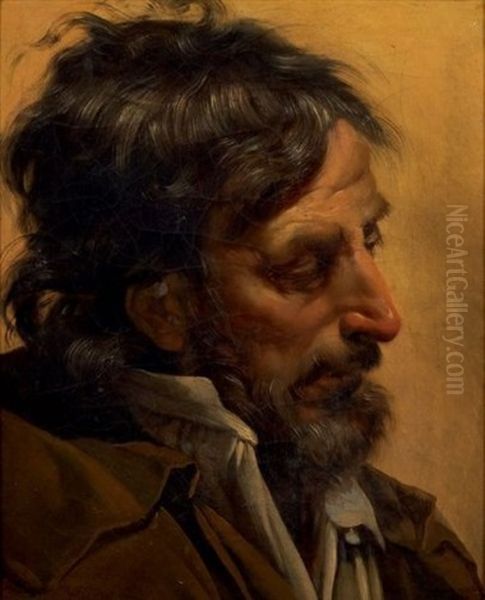 Tete D'homme Barbu Oil Painting by Jean-Jacques-Francois Monanteuil