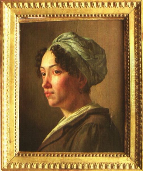 Portrait D'une Jeune Femme Des Iles Oil Painting by Jean-Jacques-Francois Monanteuil