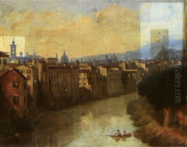 Veduta (verona?) Oil Painting by Alessandro Monatori