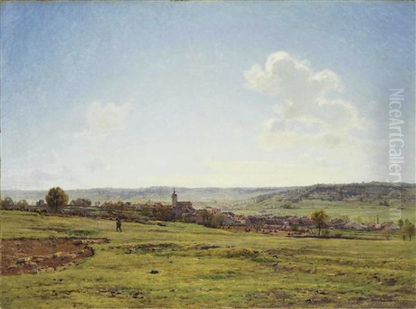 Paysage Pres De Fresnes Oil Painting by Jean Ferdinand Monchablon