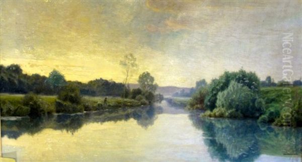 Sur La Saone, Au Matin Oil Painting by Jean Ferdinand Monchablon