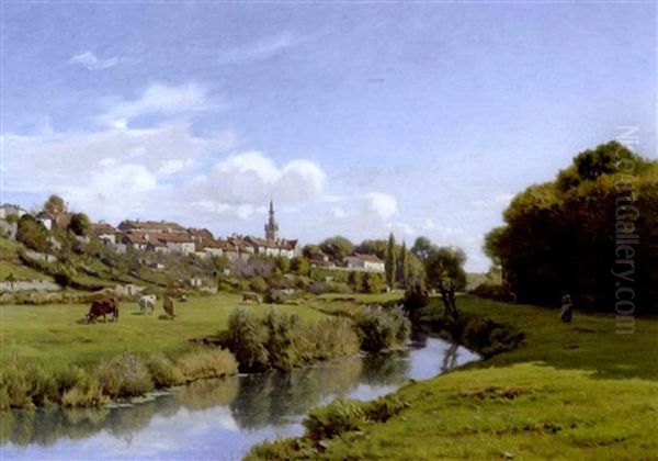 A View Of The Village Of Chatillon Oil Painting by Jean Ferdinand Monchablon