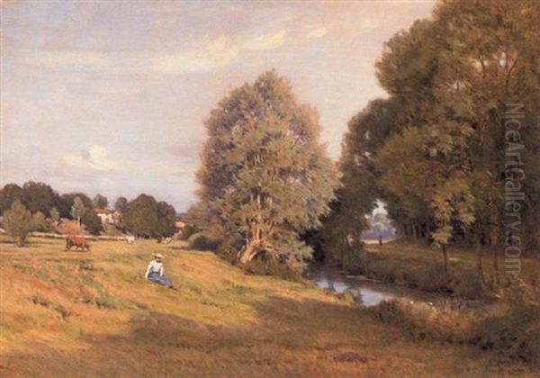 Saule At Bosquet A Chatilion Oil Painting by Jean Ferdinand Monchablon