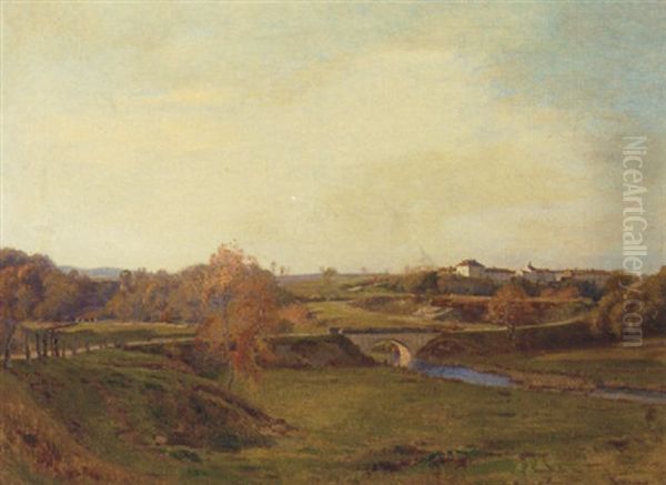 Prairie Au Bords De L'eure Oil Painting by Jean Ferdinand Monchablon