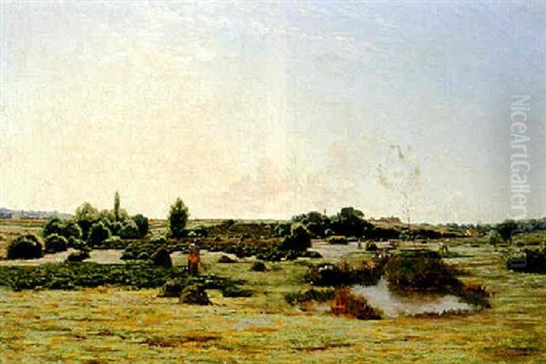 Haymaking Oil Painting by Jean Ferdinand Monchablon