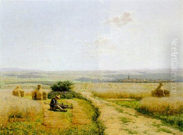 The Harvest Oil Painting by Jean Ferdinand Monchablon