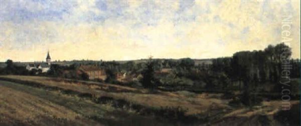 A Panoramic View Of Entraygnes Oil Painting by Jean Ferdinand Monchablon