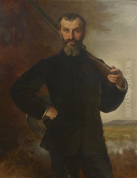 Portrait D'un Chasseur Oil Painting by Xavier Alphonse Monchablon