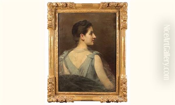 Portrait De Femme Vue De Profil Oil Painting by Xavier Alphonse Monchablon