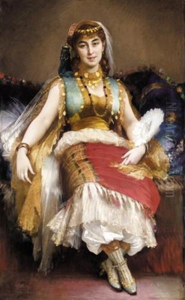 Odalisque Turque Oil Painting by Xavier Alphonse Monchablon