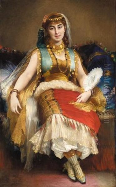 Odalisque Turque Oil Painting by Xavier Alphonse Monchablon